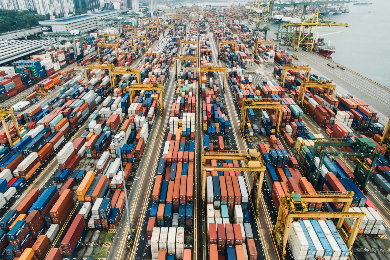 Aerial view of containers at port — Devanshi Tradeables global logistics network